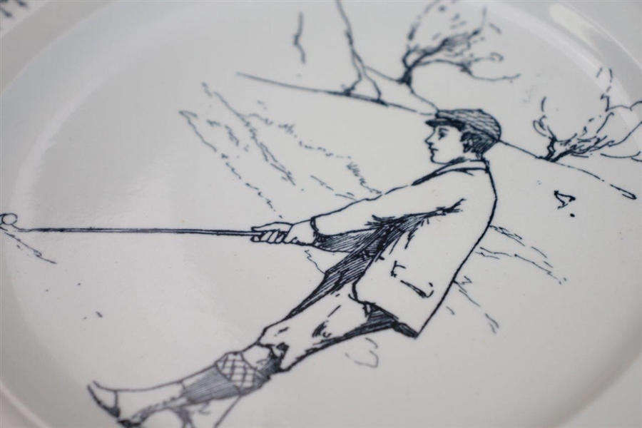 Circa 1900 Apsley Pellatt Porcelain Plate with Golfer Figure Addressing Golf Ball