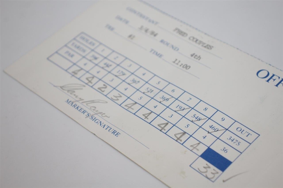 Gary Player & Fred Couples Signed 1984 Official Contestant Used The Honda Classic Scorecard JSA ALOA