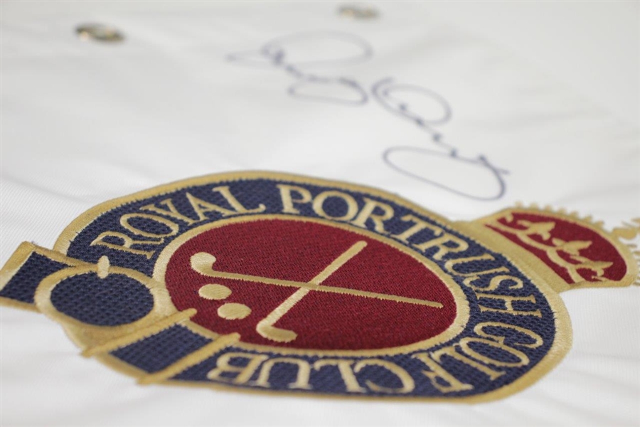 Rory McIlroy Signed Undated Royal Portrush Embroidered White Flag - Full Sig JSA ALOA