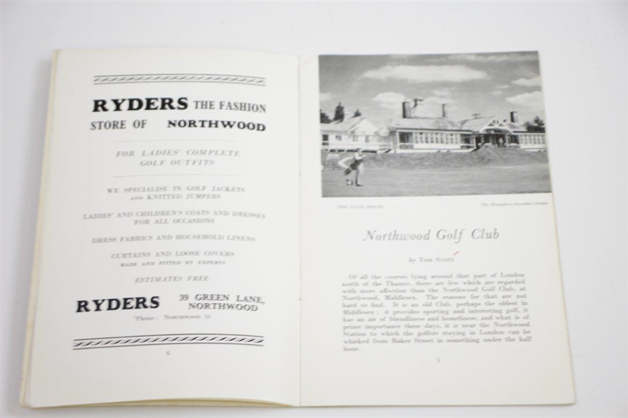 Circa 1954 Northwood Golf Club Official Handbook with Alastair Johnston Bookplate