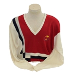 Mark Calcavecchias 1989 Ryder Cup USA Team Issued Red/White/Blue Cashmere Sweater