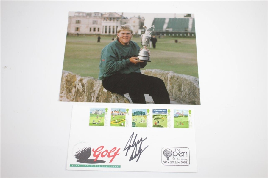John Daly Signed 1995 Open St. Andrews Cachet with 8x10 Color Photo with Claret JSA ALOA
