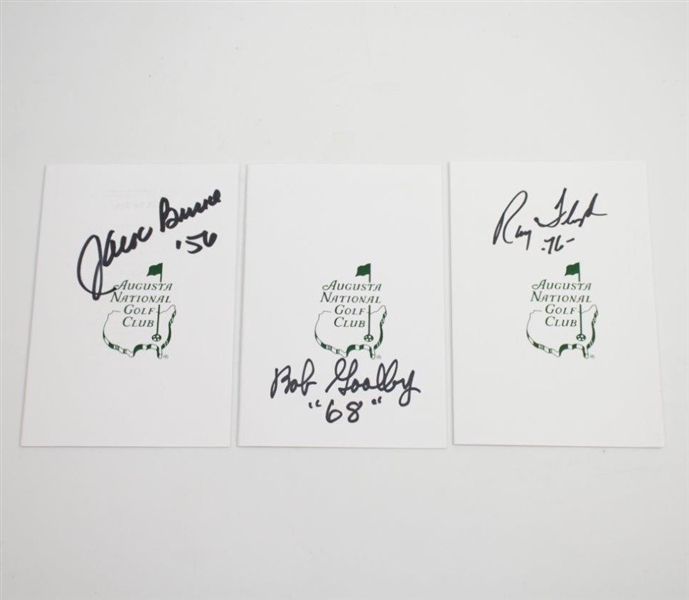 Jack Burke, Bob Goalby, & Ray Floyd Signed Augusta Scorecards with Year Won Inscription JSA ALOA
