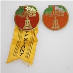Two Riverside Birthplace of the Navel Orange Contestant Badges - Rod Munday Collection