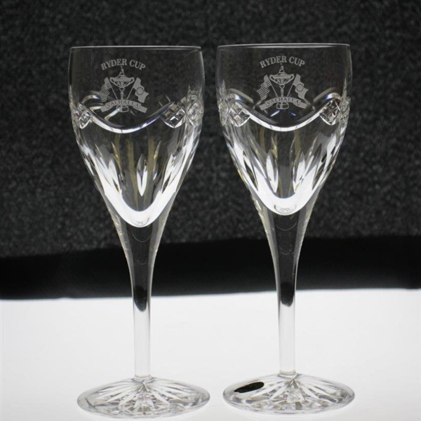 Pair of Ryder Cup at Valhalla Waterford Crystal Wine Glasses in Box