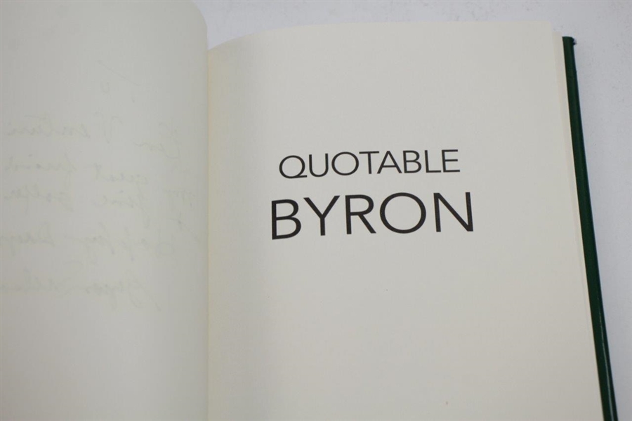 Ken Venturi's 'Quotable Byron' Book Signed & Inscribed by Byron Nelson JSA ALOA