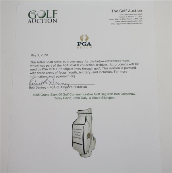 1995 Grand Slam Of Golf Commemorative Golf Bag with Ben Crenshaw, Corey Pavin, John Daly, & Steve Elkington