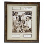 Bobby Jones, Demaret, Hogan, & Nelson Signed Cuts with Surrounding 1940s Sepia Photo of Group JSA ALOA