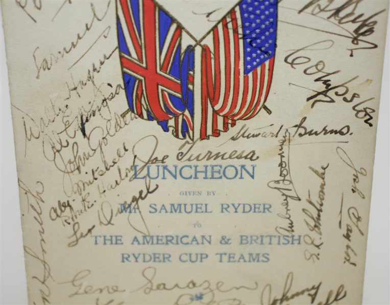 1929 Ryder Cup American & British Teams Signed Menu Including Samuel Ryder - Rare JSA ALOA