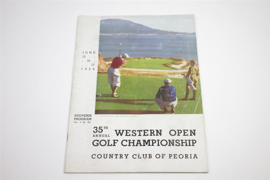 1934 Western Open at Country Club of Peoria Program & Contestant Badge - Rod Munday Collection