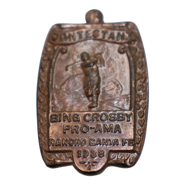 1938 Bing Crosby Pro-Am at Rancho Santa Fe Golf Club Contestant Badge - Rod Munday Collection