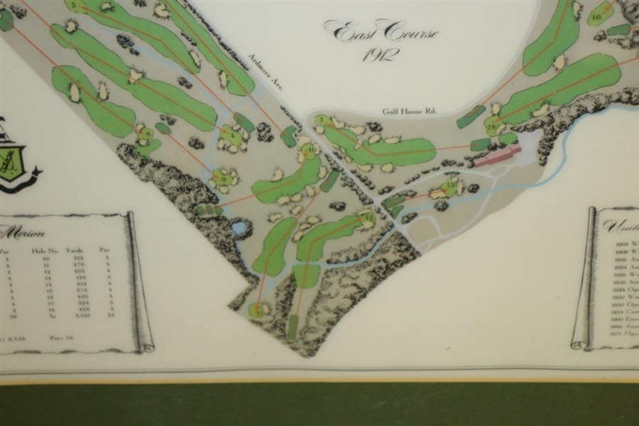 Merion Golf Club East Course 1912 Layout with Hole/Yardage Key & USGA Hosted Events
