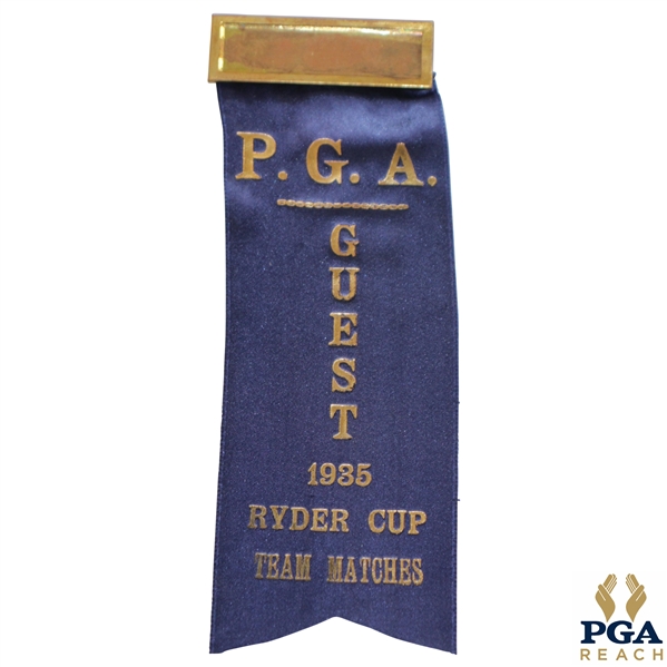 1935 Ryder Cup Team Matches P.G.A. Guest Blue Ribbon - Excellent Condition