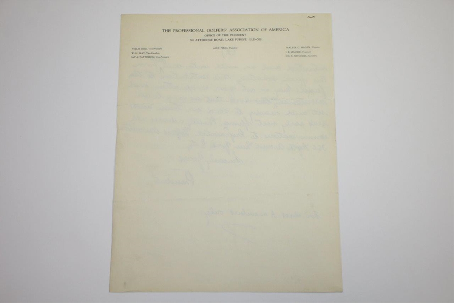1929 Ryder Cup Hand-Written Correspondence Letter to Professionals - Class A Only