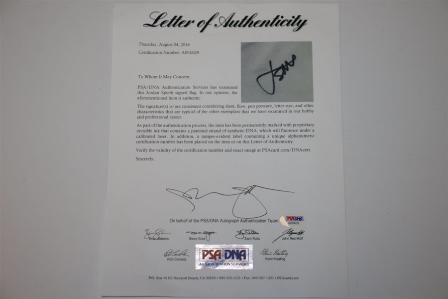 Jordan Spieth Signed Undated BMW Championship Embroidered Flag PSA/DNA #AB10029