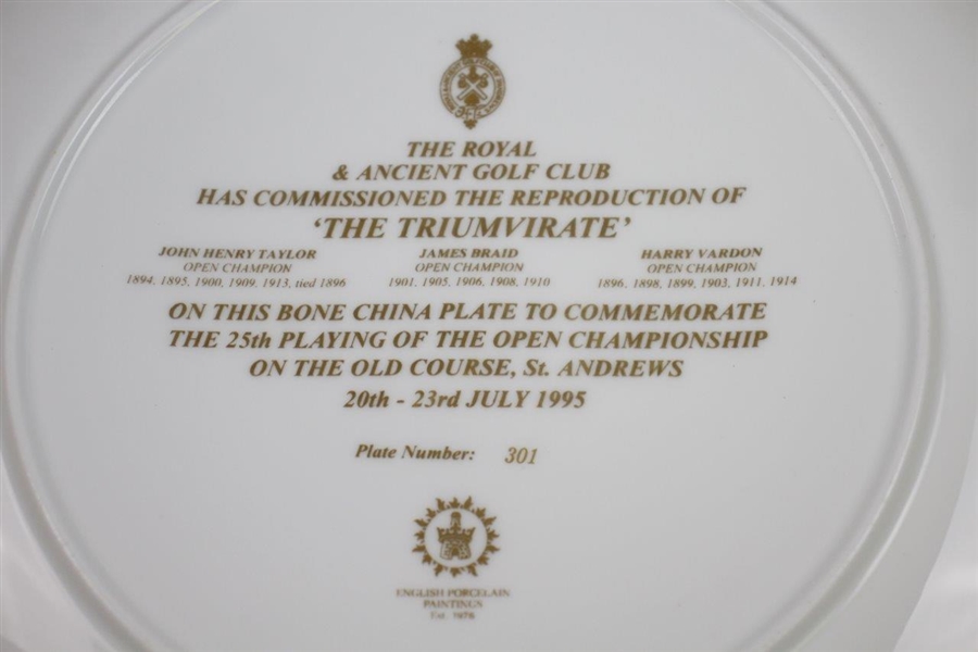 1995 R&A 'The Triumvirate' Ltd Ed Commemorative Plate #301 - St Andrews' 25th OPEN