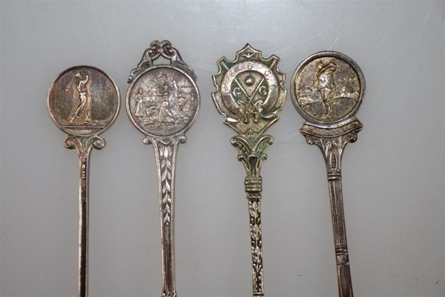 Five Sterling Silver Golf Themed Spoons - One Large & Four Small