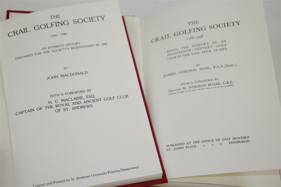 200 Years 'The Crail Golfing Society' 1786-1936 & 1936-1986 Deluxe Books in Slipcover