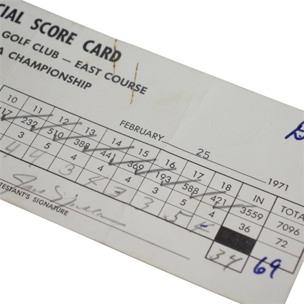 Jack Nicklaus Signed Official Used 1971 PGA Championship Thursday Scorecard - 9th of 18 Majors
