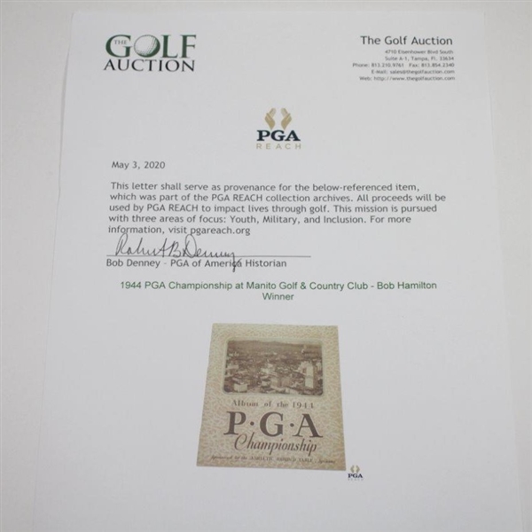 1944 PGA Championship at Manito Golf & Country Club - Bob Hamilton Winner - Excellent Condition