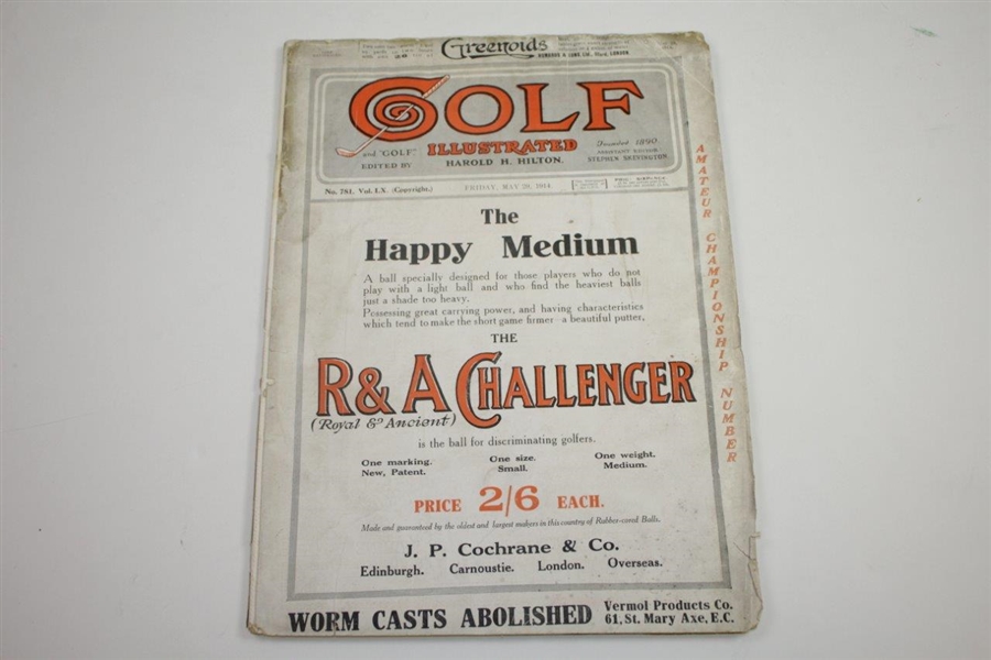 Three Vintage 1914 Golf Illustrated Magazines - May 29th, June 19th, & June 26th