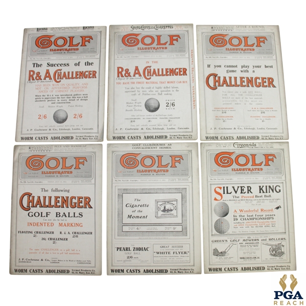 Six Vintage 1914 Golf Illustrated Magazines - July 3rd-10th-24th-31st, Aug. 21st , & Sept. 11th