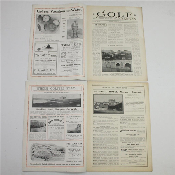 Six Vintage 1914 Golf Illustrated Magazines - July 3rd-10th-24th-31st, Aug. 21st , & Sept. 11th