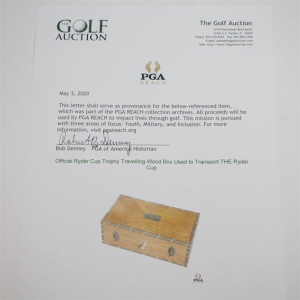 Official Ryder Cup Trophy Travelling Wood Box Used to Transport THE Ryder Cup