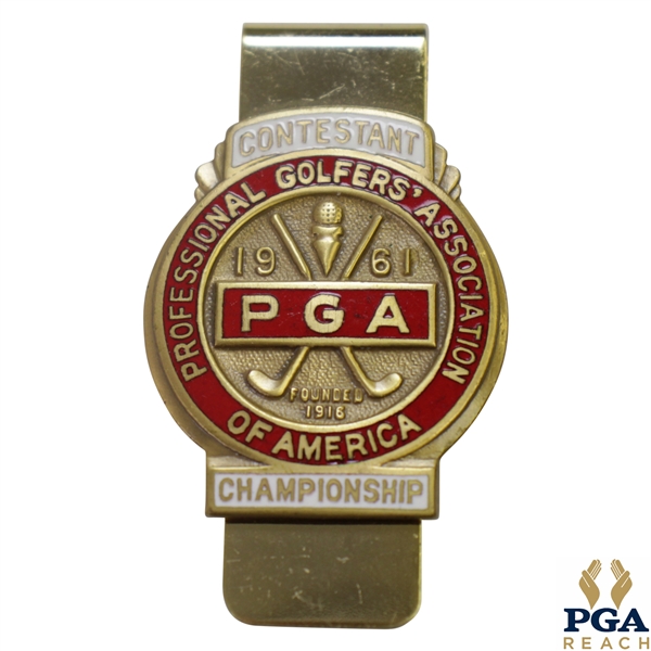 1961 PGA Championship at Olympia Fields CC Contestant Badge - Jerry Barber Winner
