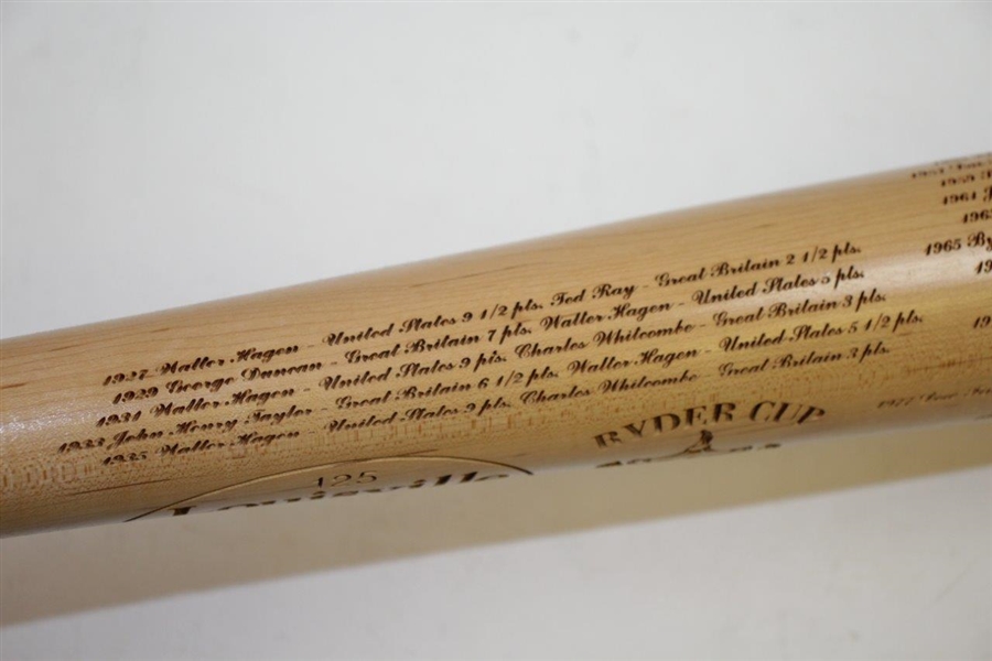 2008 Ryder Cup Matches at Valhalla Louisville Slugger Bat with Engraved Matches History