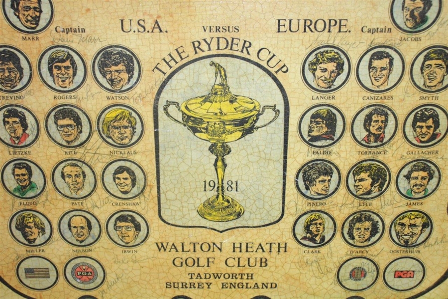 1981 The Ryder Cup at Walton Heath Signed By Both Teams James Izatt Topographical Map JSA ALOA