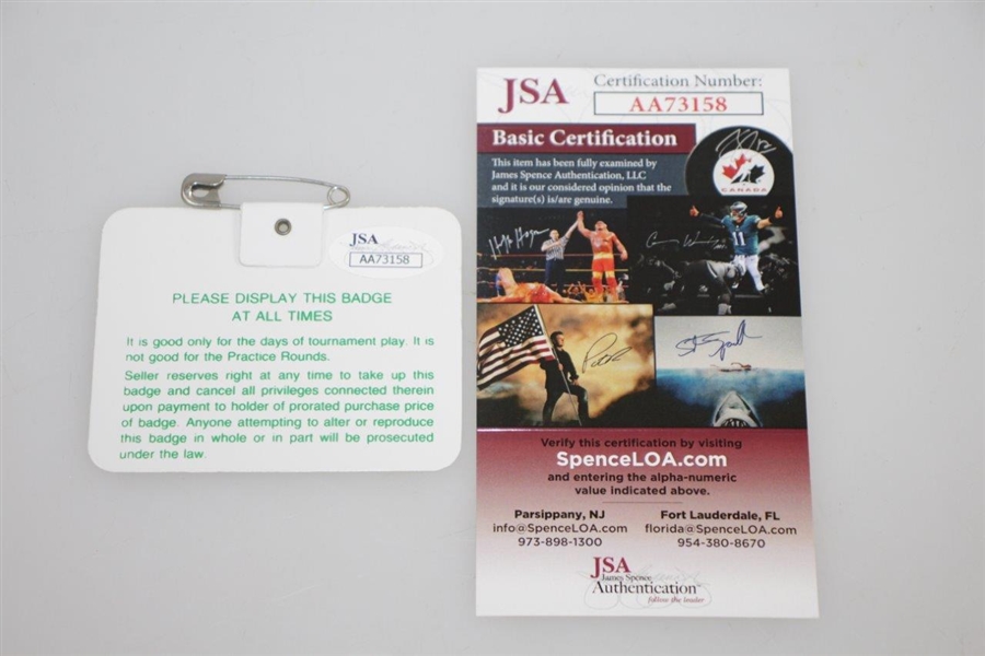 Bernhard Langer Signed 1985 Masters Series Badge #A6654 JSA #AA73158