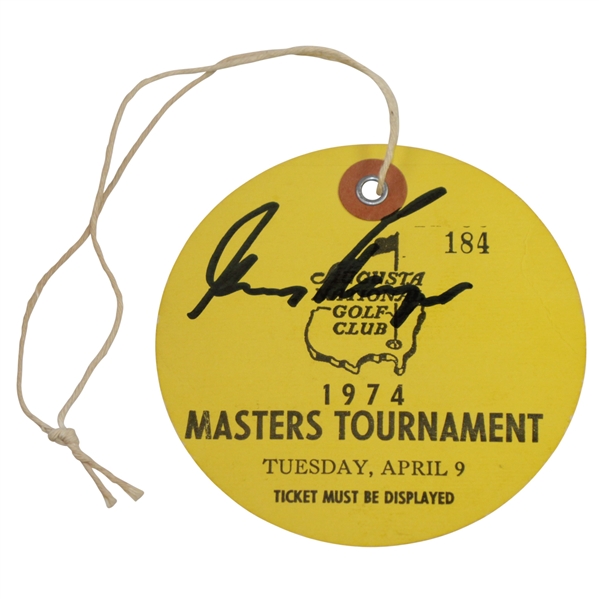 Gary Player Signed 1974 Masters Tournament Tuesday Ticket #184 JSA #HH13129