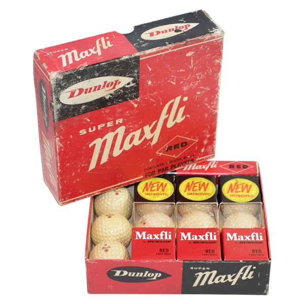 Classic Dozen Dunlop Super MaxFli RED Golf Balls - Three Sleeves