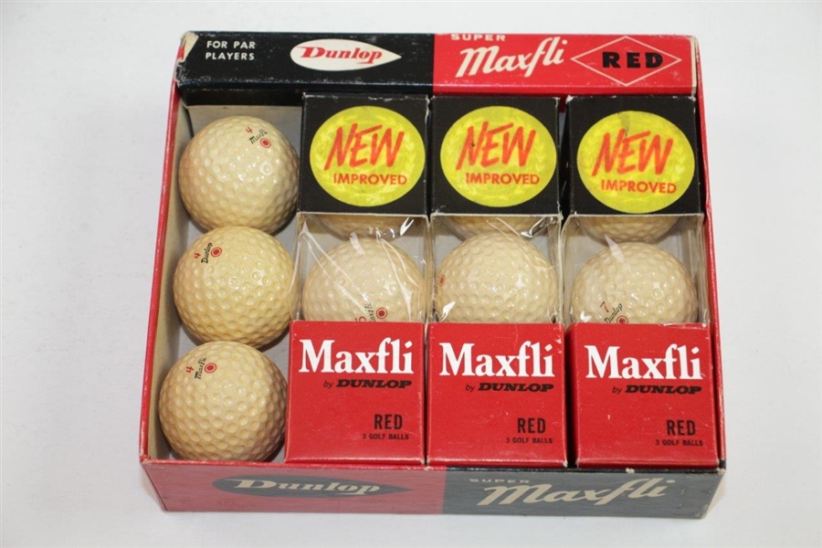 Classic Dozen Dunlop Super MaxFli RED Golf Balls - Three Sleeves