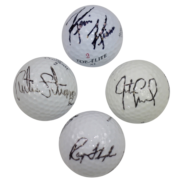 Ray Floyd, Curtis Strange, Justin Leonard, & Kevin Kisner Signed Golf Balls JSA ALOA