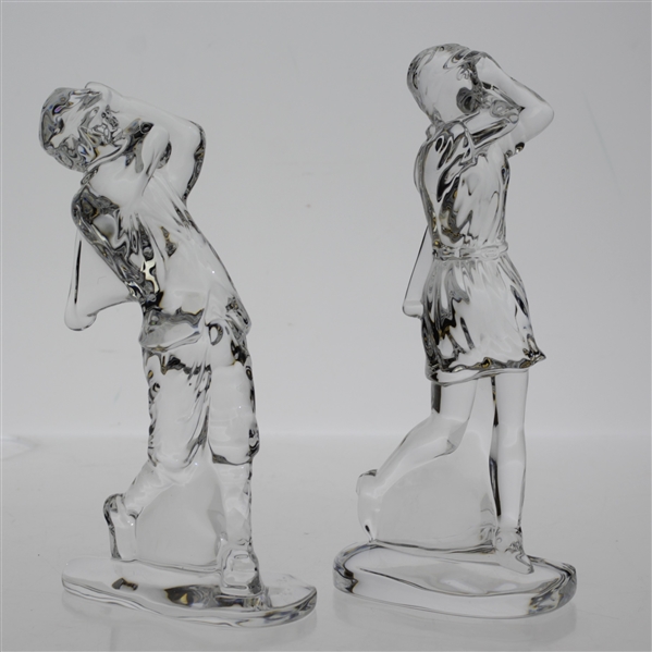 Pair of Male & Female Waterford Crystal Glass Golfers
