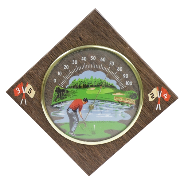 Classic Sportsman Golf Themed 1960's Thermometer with Crossed Golf Flags