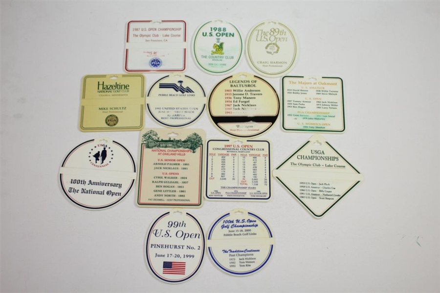 Thirteen US Open Championship Bag Tags - 1987-2000