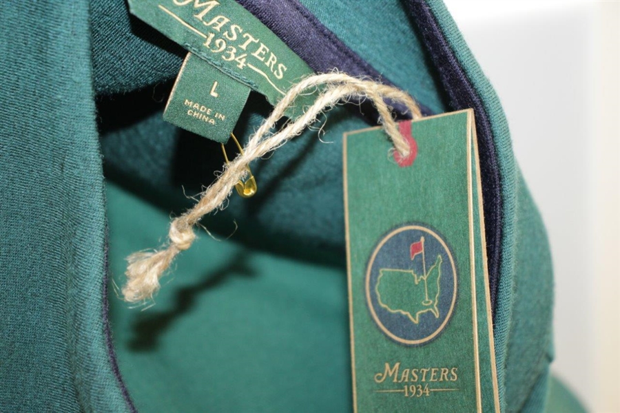 Masters '1934' Large Augusta Green Long Sleeve Half-Zip Sweater - Unused
