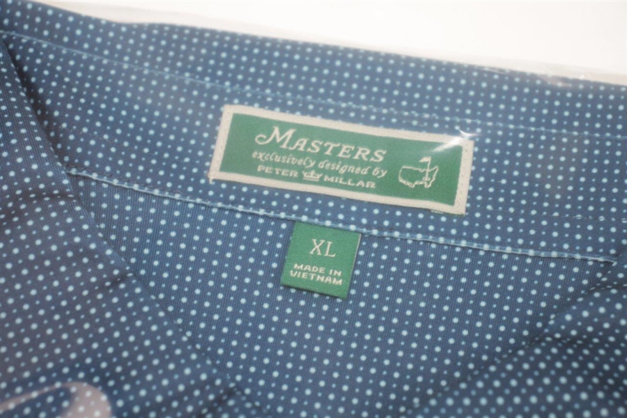 Masters Peter Millar Edition XL Blue with White Dot Short Sleeve Golf Shirt - Unused