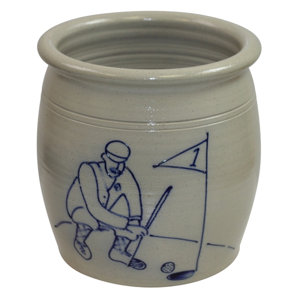 Eldreth Pottery Salt-Glazed Crock with Golf Theme Gentleman Golfer in Knickers