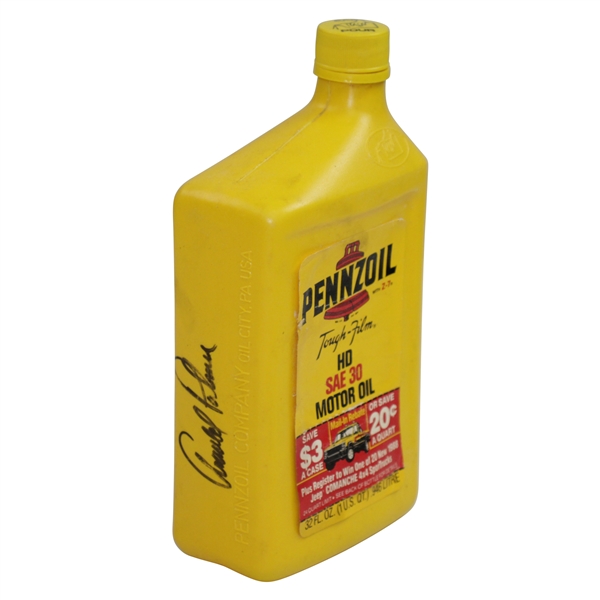 Arnold Palmer Signed Pennzoil Oil Company Yellow Quart JSA ALOA