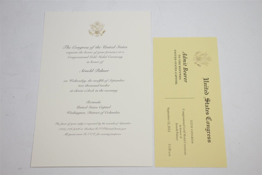 Arnold Palmer Congressional Gold Medal Ceremony Congress of the United States Brochure & Ticket