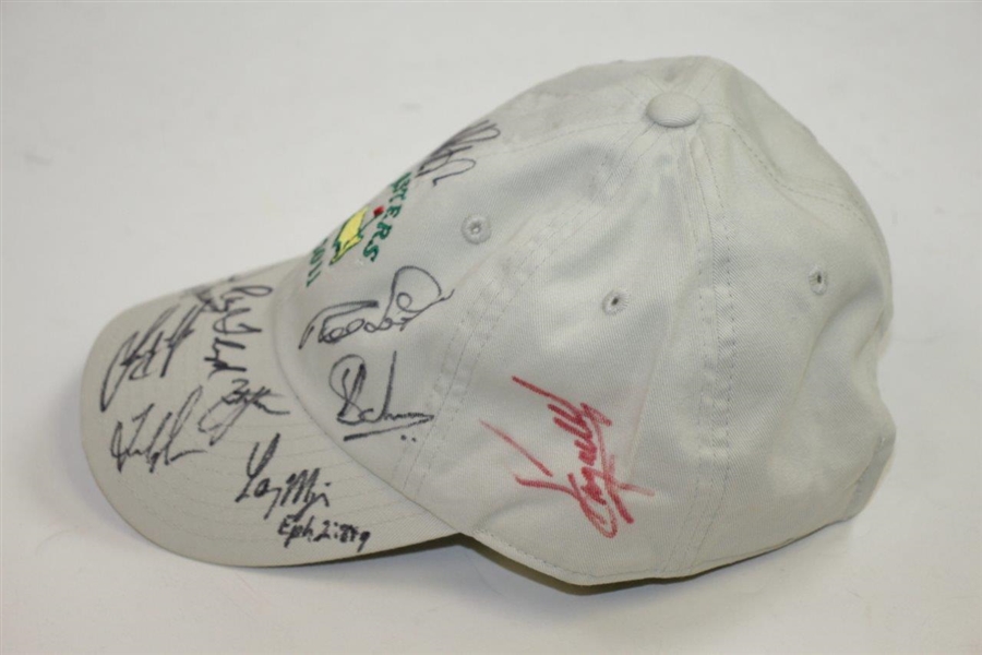 Masters Champs (15) Multi-Signed 2011 Masters Khaki Caddy Hat JSA ALOA