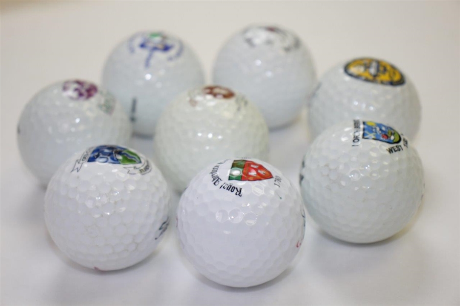 Eight Logo Golf Balls - Four (4) St Andrews Old Course & Four (4) Other OPEN Courses