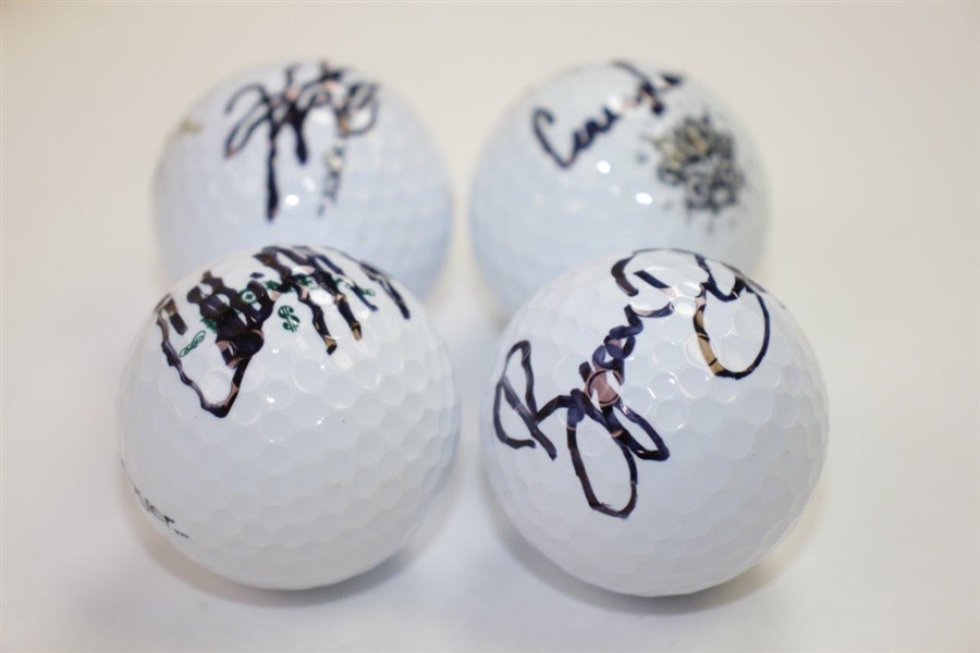 Bryson Dechambeau, Collin Morkaya, Corey Conners, & Hideki Matsuyama Signed Golf Balls JSA ALOA