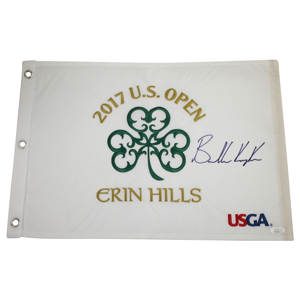 Brooks Koepka Signed 2017 US Open at Erin Hills Embroidered Flag - Full Sig! JSA #CC87206