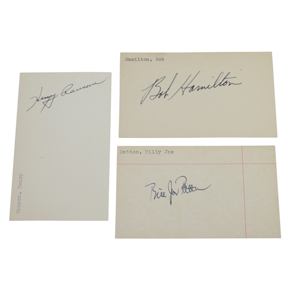 Top Players of 40-50's Bob Hamilton, Henry Ransom, & Billy Joe Patton Signed 3x5 Cards JSA ALOA