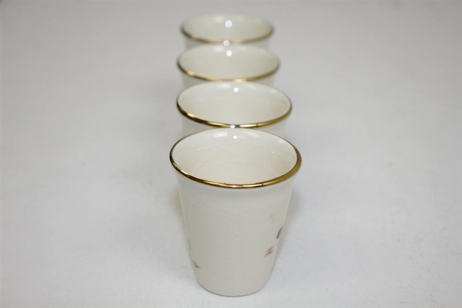 Set of Four (4) Pointers of London Porcelain Shot Glasses - Morris, Braid, Vardon, & Lady Golfer